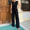 Women'S Casual Solid Color Sleeveless Wide-Leg Jumpsuits