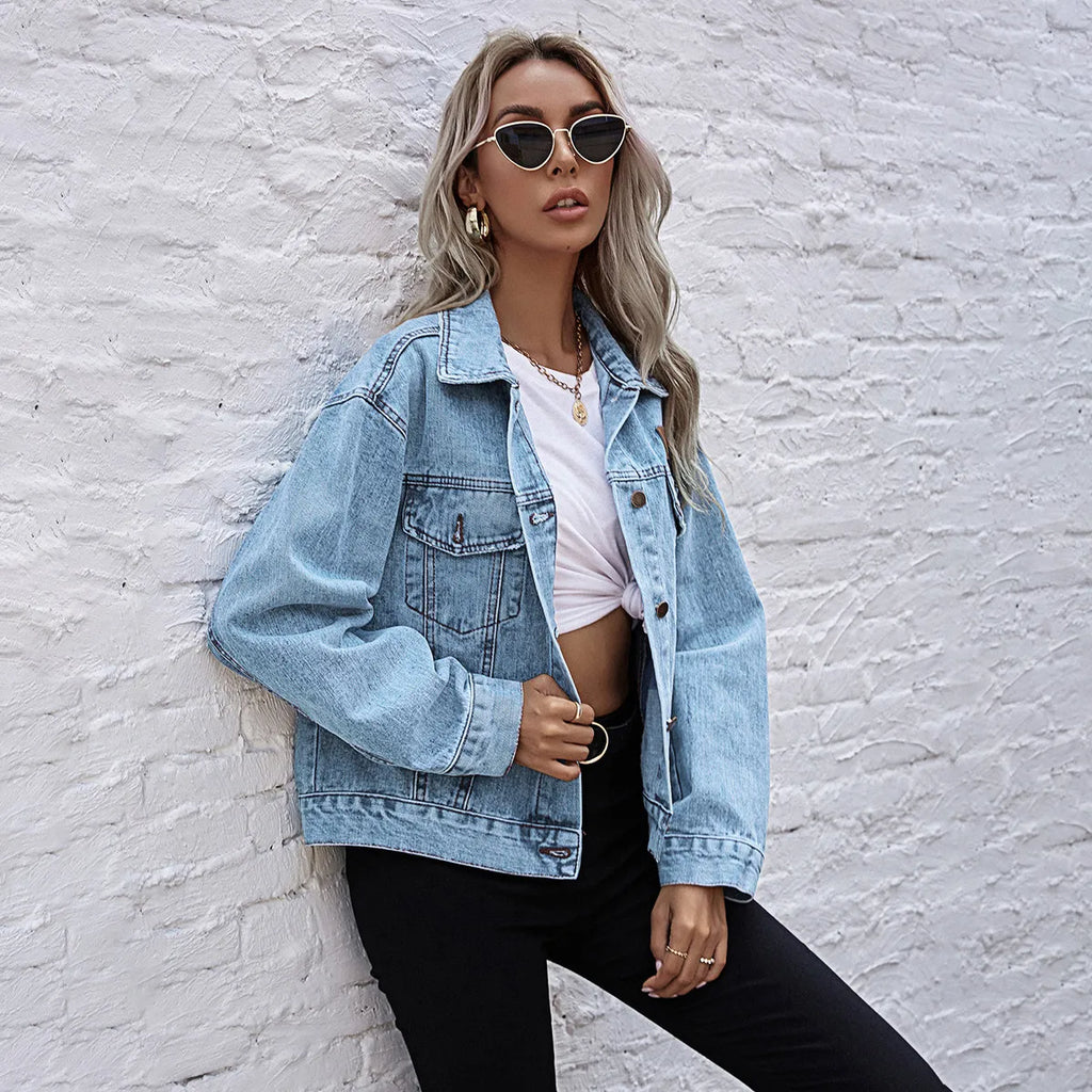 Women Fashion Casual Loose Denim Jacket