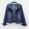 Women Fashion Winter Plush Lapel Denim Coat