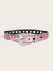 Women Fashion Alloy Rhinestone Pin Buckle Car Side Bead Size Corns Pink Belt