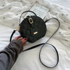 Women Rhombus Stitching Small Round Shape Belted PU Quilted Crossbody Bag
