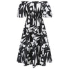 Women'S Sexy Printed Off-Shoulder Puff Sleeve Dress