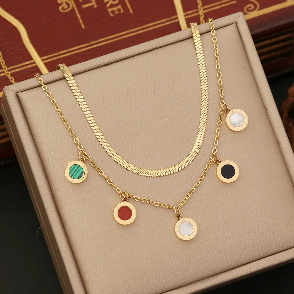 Women's Fashion Double Layer Butterfly Star Moon Stainless Steel Necklace