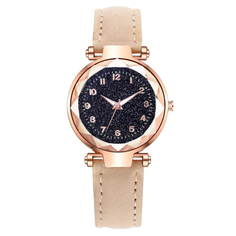 Buy 1 Get 1 Women Chic Star Pattern Dial PU Band Quartz Watch