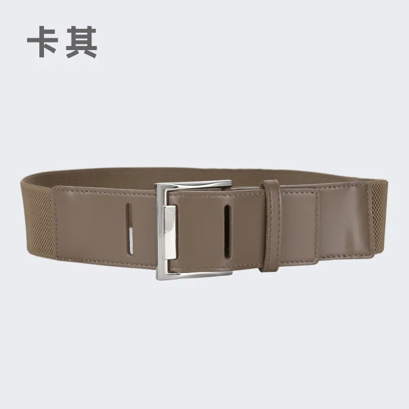 Women'S Fashion Casual Personality Alloy Pin Buckle Elastic Thick Leather Belt