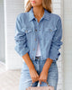 Women Edgy Casual Solid Color Long Sleeves Denim Jacket