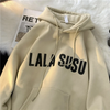 Men'S Casual Retro Letter Print Hooded Loose Long-Sleeved Hoodies