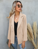Women Fashion Solid Color Pocket Lapel Button Blazer