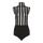 Summer Women Fashion High Street Stripe See-Through Mesh Sleeveless Back Zipper Slim Bodysuit