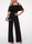 Women Fashion Causal Solid Color Patchwork Off Shoulder Ruffled Defined Waist Jumpsuits