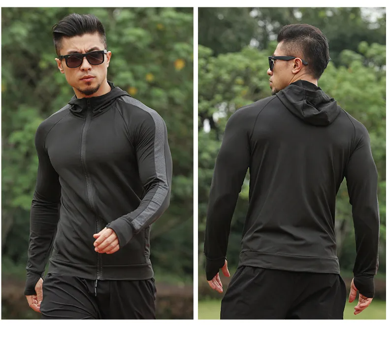 Men Casual Hooded Loose Long-Sleeved Sports Jacket