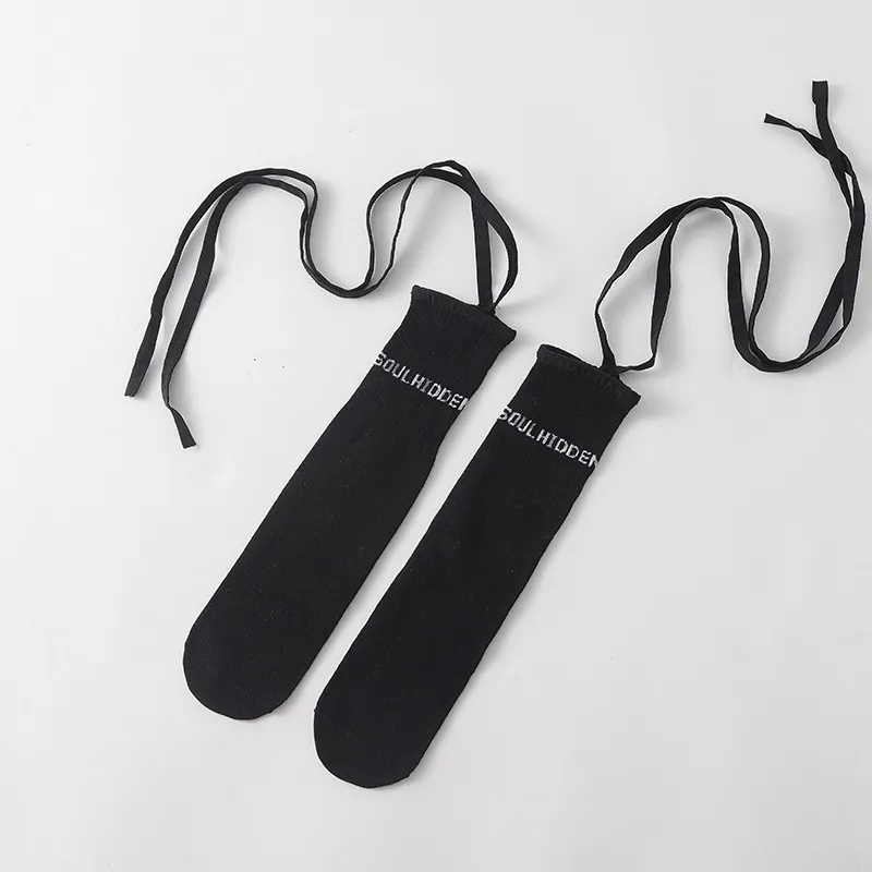 Girls Simple Fluorescent Color Letter Pattern Bandage Design Half-Tube Socks