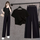 Women Fashion Casual Irregular Hemline Short Sleeve T-Shirt And Loose Pants Set