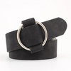 Women Causal Needleless Round Buckle Design Solid Color PU Belt