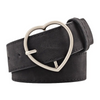 Women Fashion Style Frosted Leather Metal Heart Shape Buckle Wide Belt