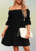 Women'S Fashion Casual Printing Puff Sleeve Square Neck Dress