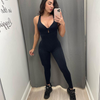 3 pieces Fashion Solid Color Women Irregular Cut Out Backless Tight Sports Jumpsuits