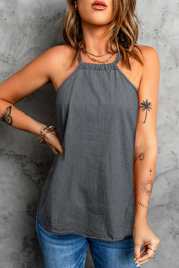 Women'S Fashion Solid Color Halter Neck Loose Tank Top