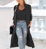 Women Casual Classic Autumn Winter Cardigan Trench Coat Knitted Loose Sweater Two-Piece Solid Color Set