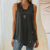 Ladies Solid Color Fashion Casual Sleeveless U-Neck Irregular Top Tank