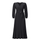 Women Fashion Casual Elegant Solid Color V-Neck Lace-Up Long-Sleeved Creased Mid-Length Dress
