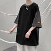 (Buy 1 Get 1) Men Fashion Casual Simple Colorblock Short Sleeve Round Neck Loose T-Shirt