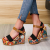 Women Fashion Printed Platform Wedge Heelthick-Soled Sandals
