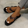 Women Fashion Plus Size Vacation Beach Rhinestone Flat Slippers