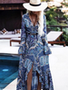 (Buy 1 Get 1) Women Ramadan /Eid Fashion Boho Paisley Printing Long Sleeve Dress