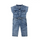 Baby Girl Stand Collar Lace-Up Design Denim Jumpsuit
