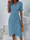 Women'S Fashion Casual Floral Printing Puff Sleeve Irregular Elegant Midi Dress