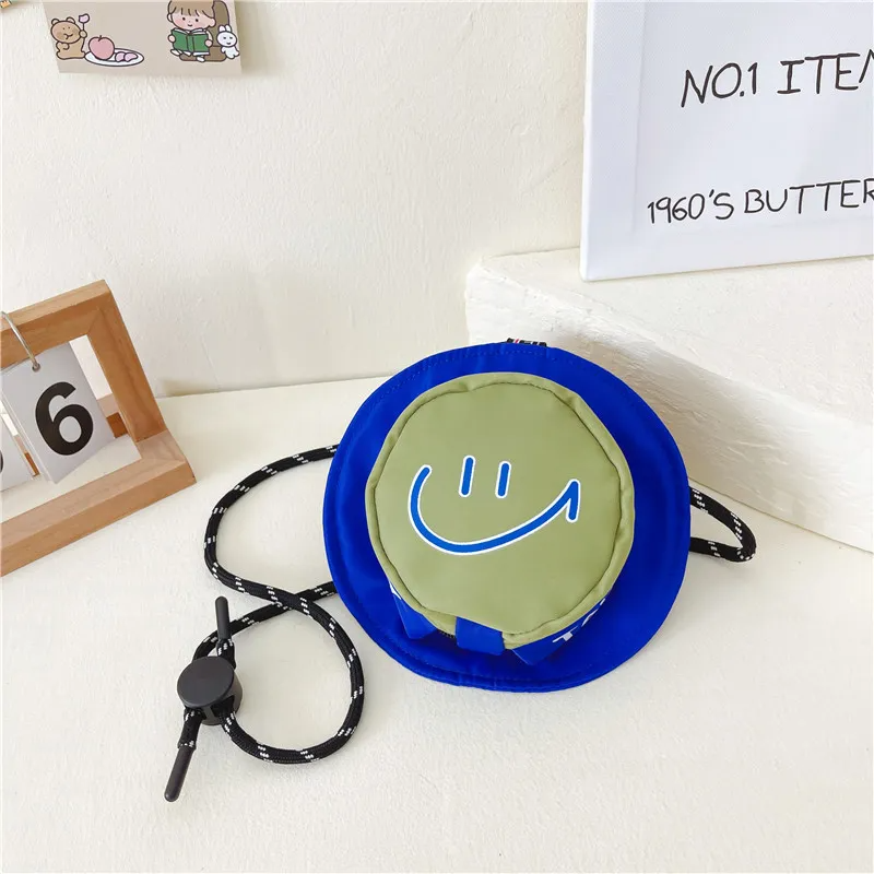 Children Kids Baby Fashion Girls Boys Smiley Color Matching Round Crossbody Messenger Bag