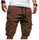 Men Casual Mid-Rise Solid Color Multi-Pocket Sports Shorts
