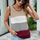 Women'S Contrasting Color Hollow Sleeveless V-Neck Tank Top