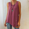 Ladies Solid Color Fashion Casual Sleeveless U-Neck Irregular Top Tank