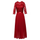 Women Stitching Chiffon Evening Dress Round Neck Long Sleeve Maxi Dress