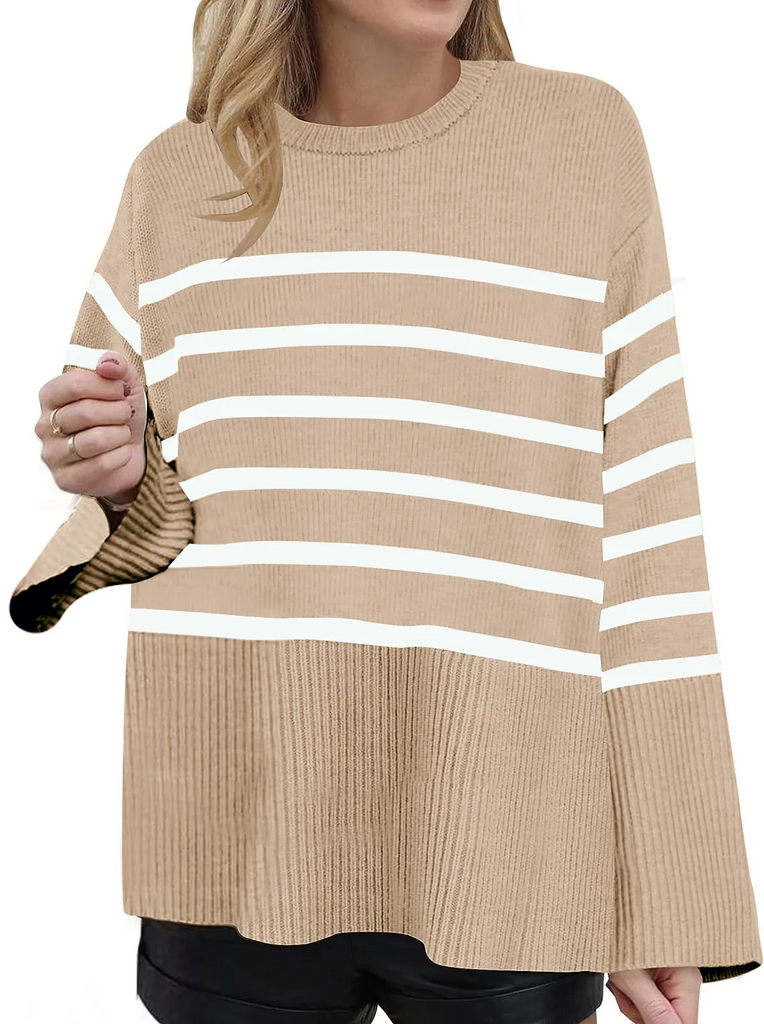 (Buy 1 Get 1 ) Women Fashion Casual Stripe Round Neck Sweater
