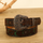 Women Fashion Casual Vintage Colorblock Rivet Carving PU Metal Buckle Belt