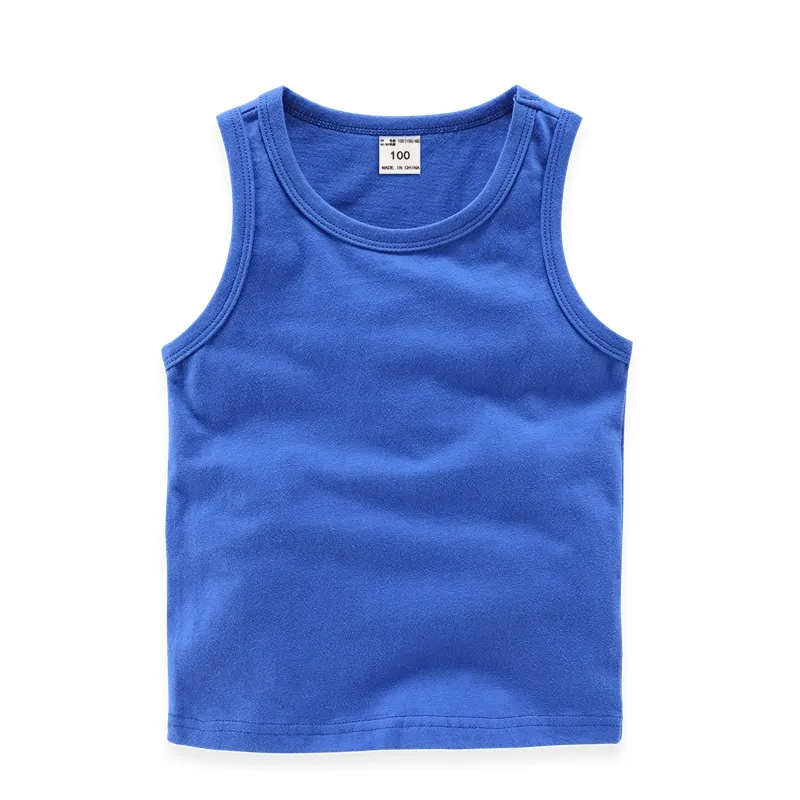 Kids Basic Round Neck Sleeveless Solid Color Casual Vest T-Shirt
