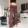 Women Retro Multi-Pocket Old Overalls Loose Straight Pants