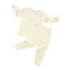 Toddlers Newborn Baby Boys Girls Solid Color Pit Strip Long Sleeve T-Shirt And Pants Pajamas Set