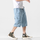 Men'S Fashion Solid Color Loose Multi-Pocket Denim Shorts
