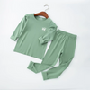 Children Solid Color Long Sleeve Trousers Pajama Set