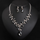 Women Fashion Exaggerated Crystal Gem Leaves Necklace Earrings Set