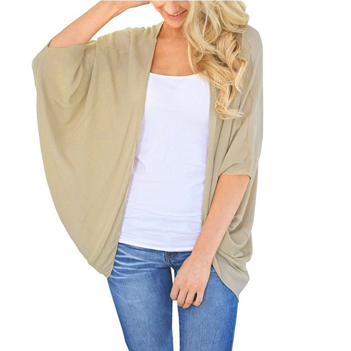 Women Casual Solid Color Half Sleeve Cardigan