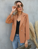 Women Fashion Solid Color Pocket Lapel Button Blazer