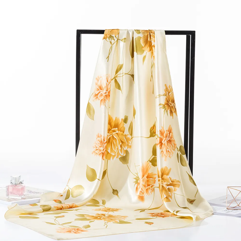 (Buy 1 Get 2) Women'S Fashion Oil Painting Rose Floral Pattern Printing Silk Scarf