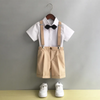 Kids Toddler Big Boys Summer Fashion Casual British Style Bow Shirt Suspender Trousers Boys Party Clothing Set