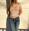Fashion Edgy Summer U-Neck Short T-Shirt Crop Top Women