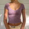 Fashion Edgy Summer U-Neck Short T-Shirt Crop Top Women